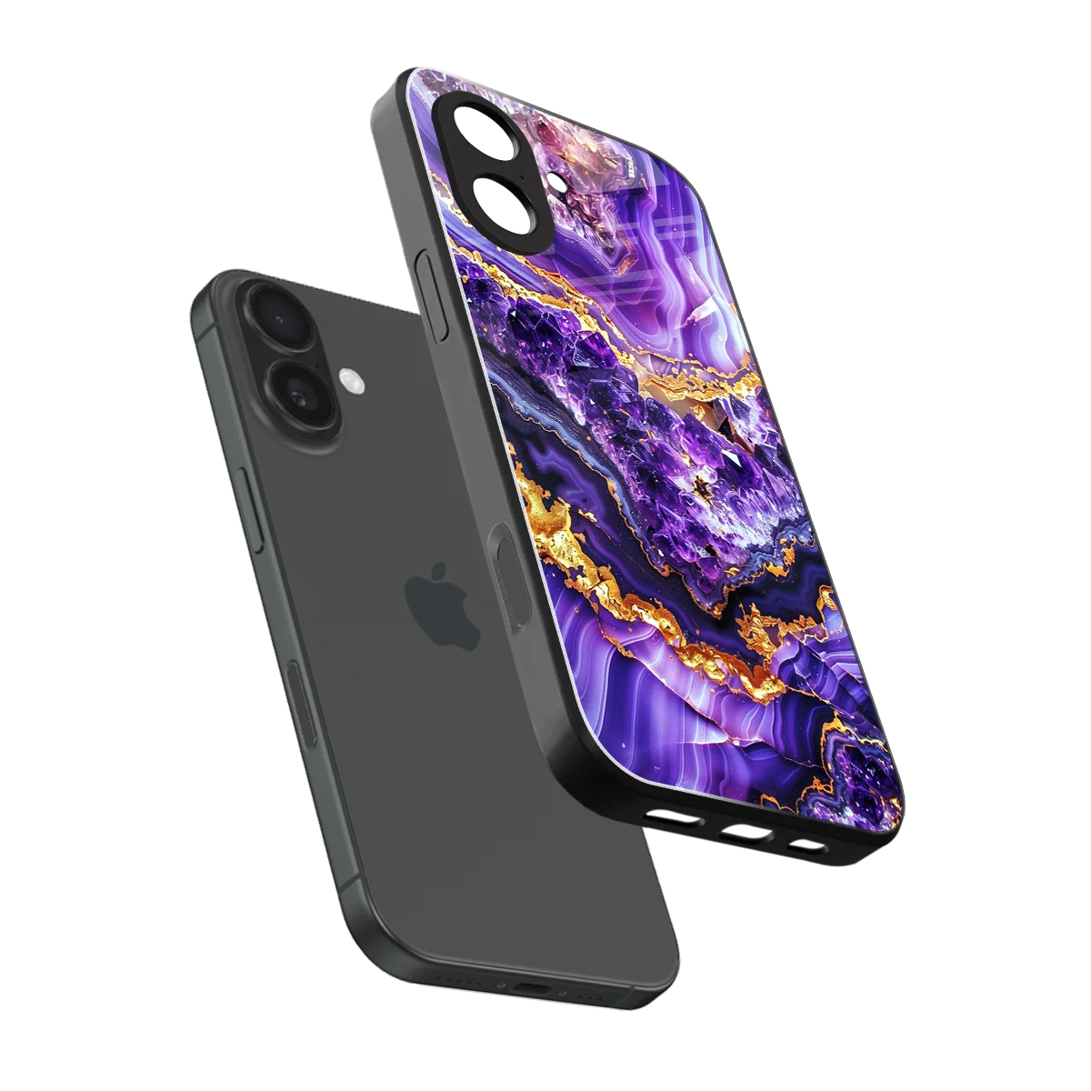 Purple Majesty sleek iphone 17 cover with tempered glass back and TPU edges