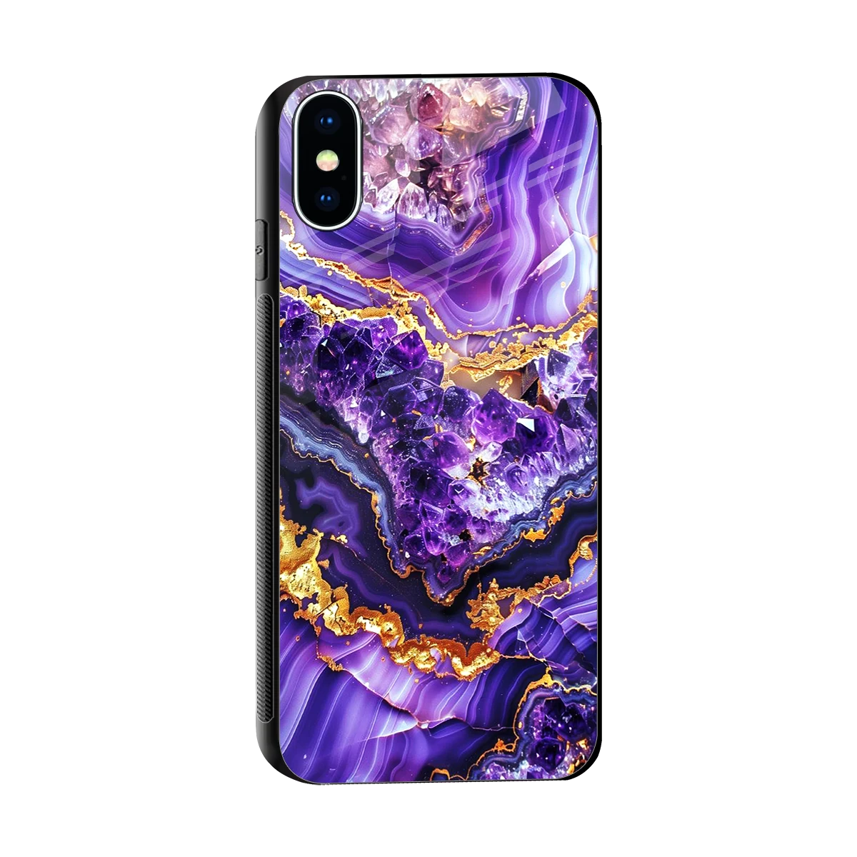 Purple Majesty sleek iphone x cover with tempered glass back and TPU edges