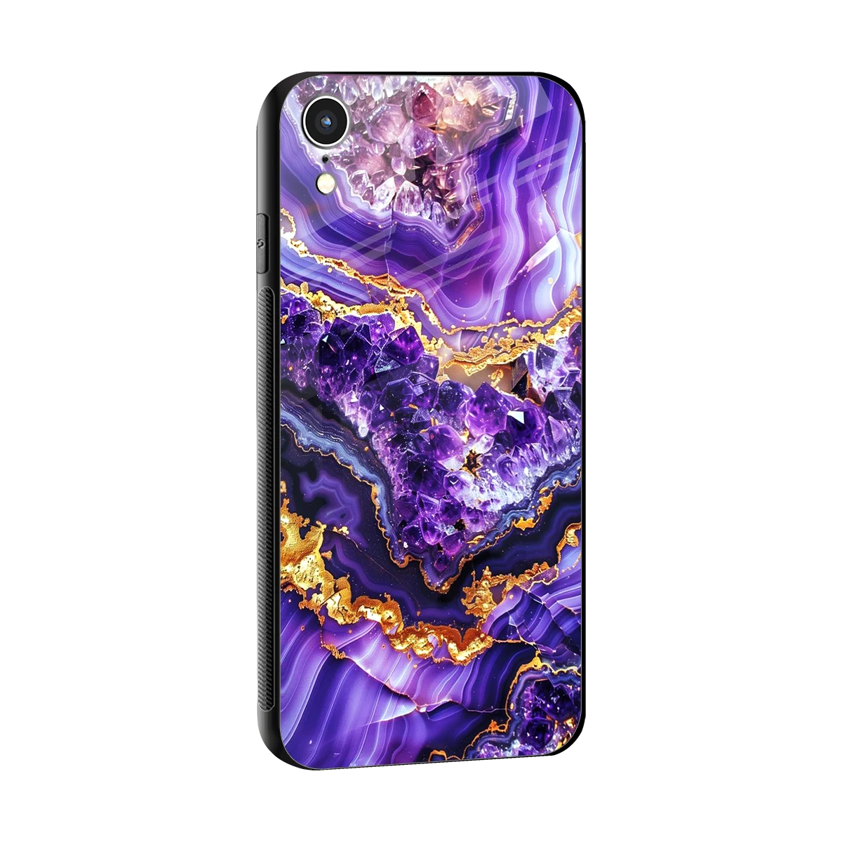 Purple Majesty sleek iphone xr cover with tempered glass back and TPU edges