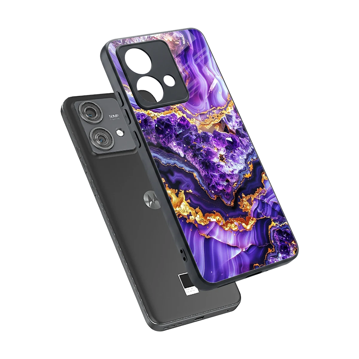 Purple Majesty sleek motorola edge 40 neo 5g cover with tempered glass back and TPU edges