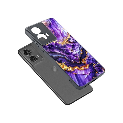 Purple Majesty sleek motorola edge 50 fusion cover with tempered glass back and TPU edges