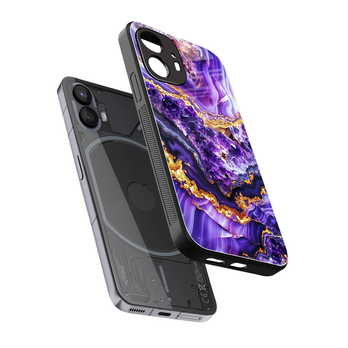 Purple Majesty sleek nothing phone 2 cover with tempered glass back and TPU edges