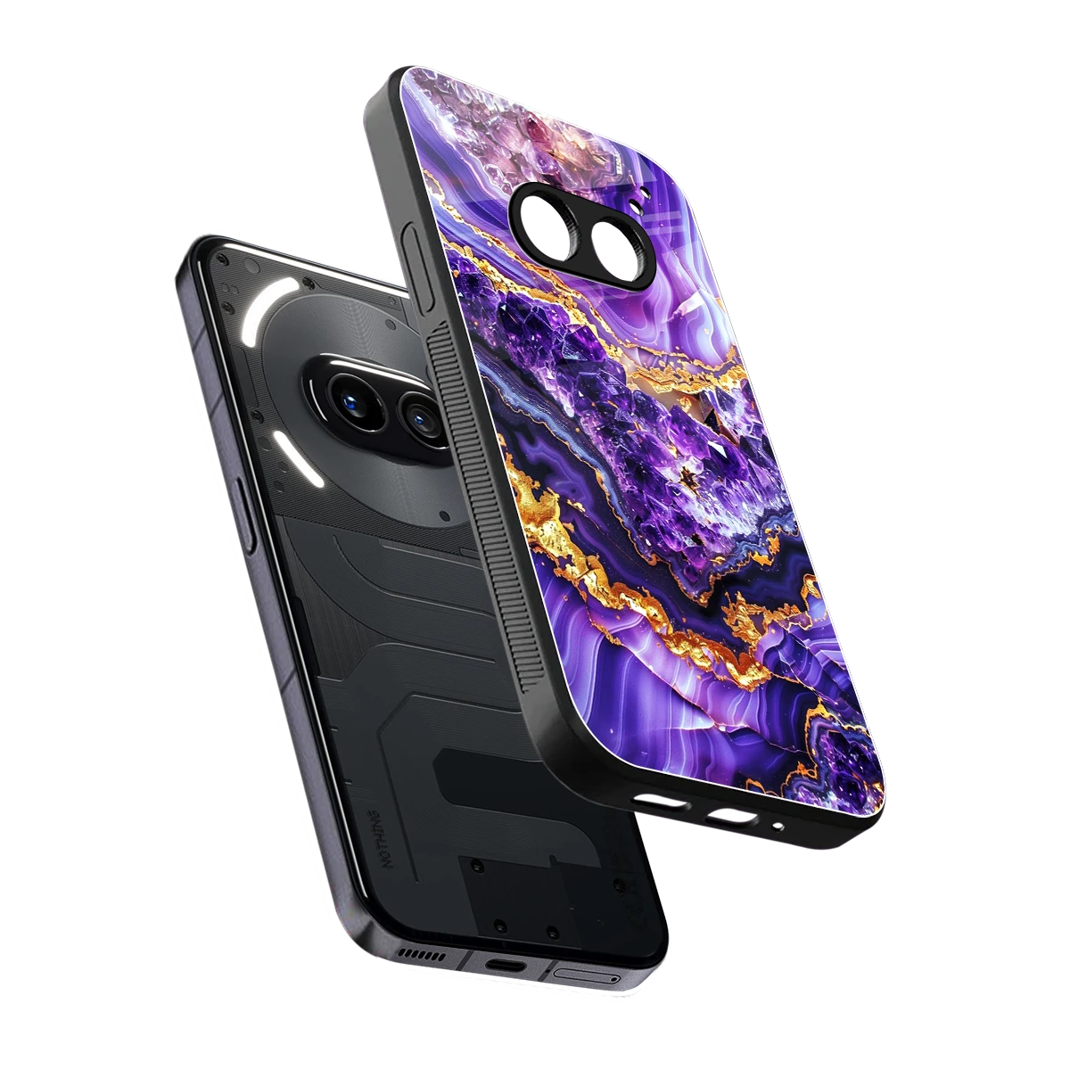 Purple Majesty sleek nothing phone 2a plus cover with tempered glass back and TPU edges