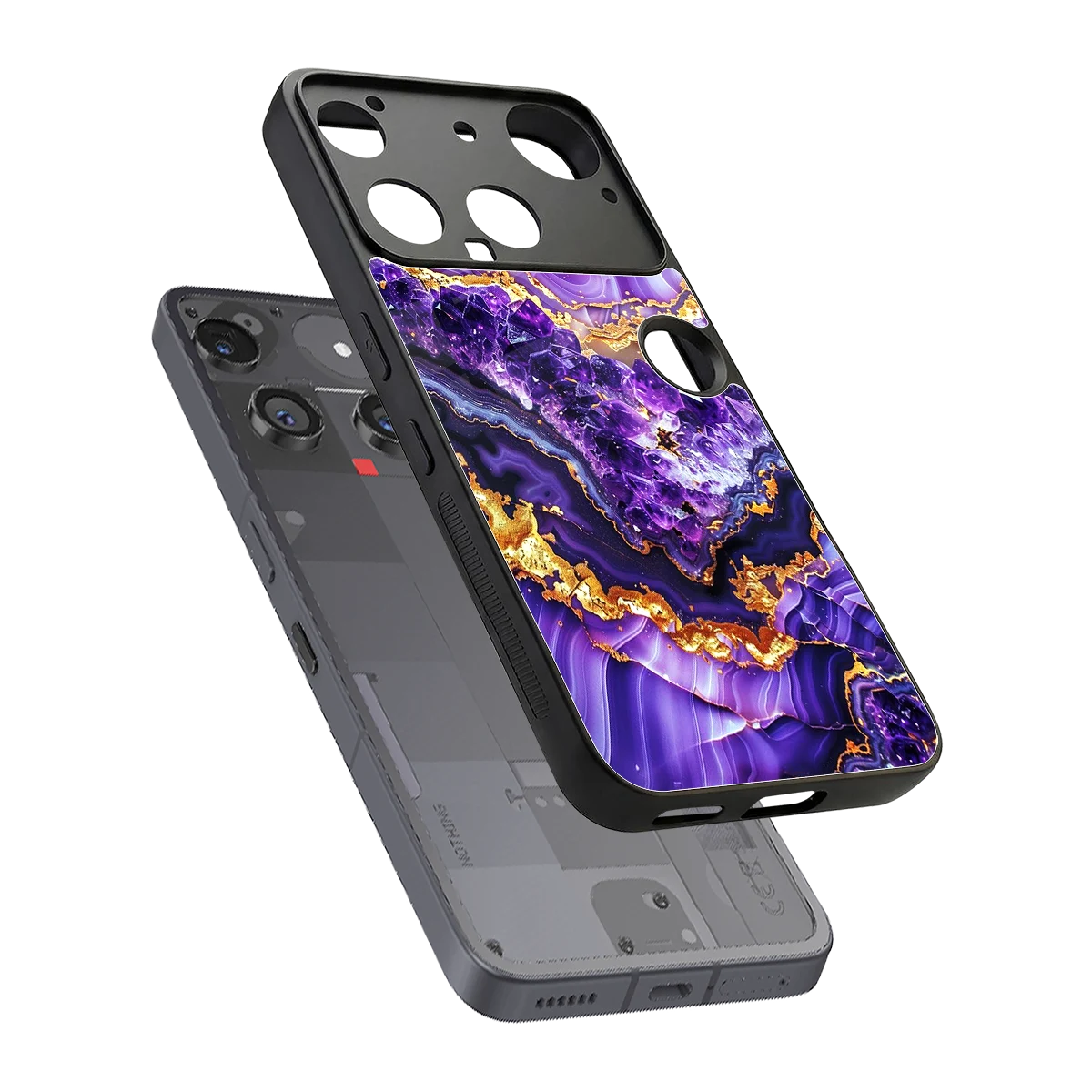Purple Majesty sleek nothing phone 3 cover with tempered glass back and TPU edges