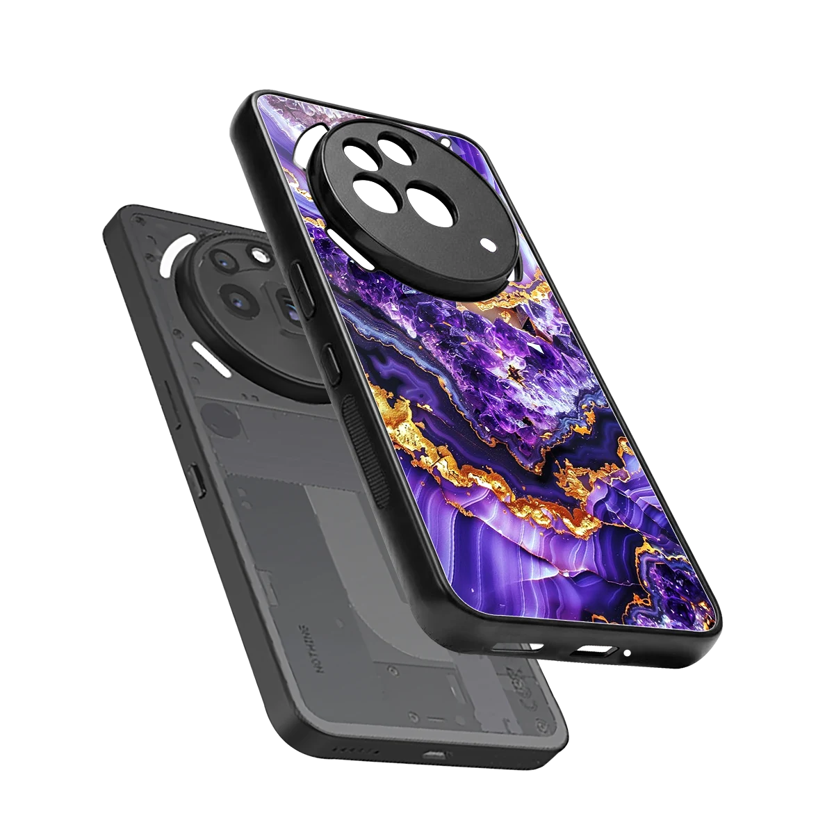 Purple Majesty sleek nothing phone 3a pro cover with tempered glass back and TPU edges