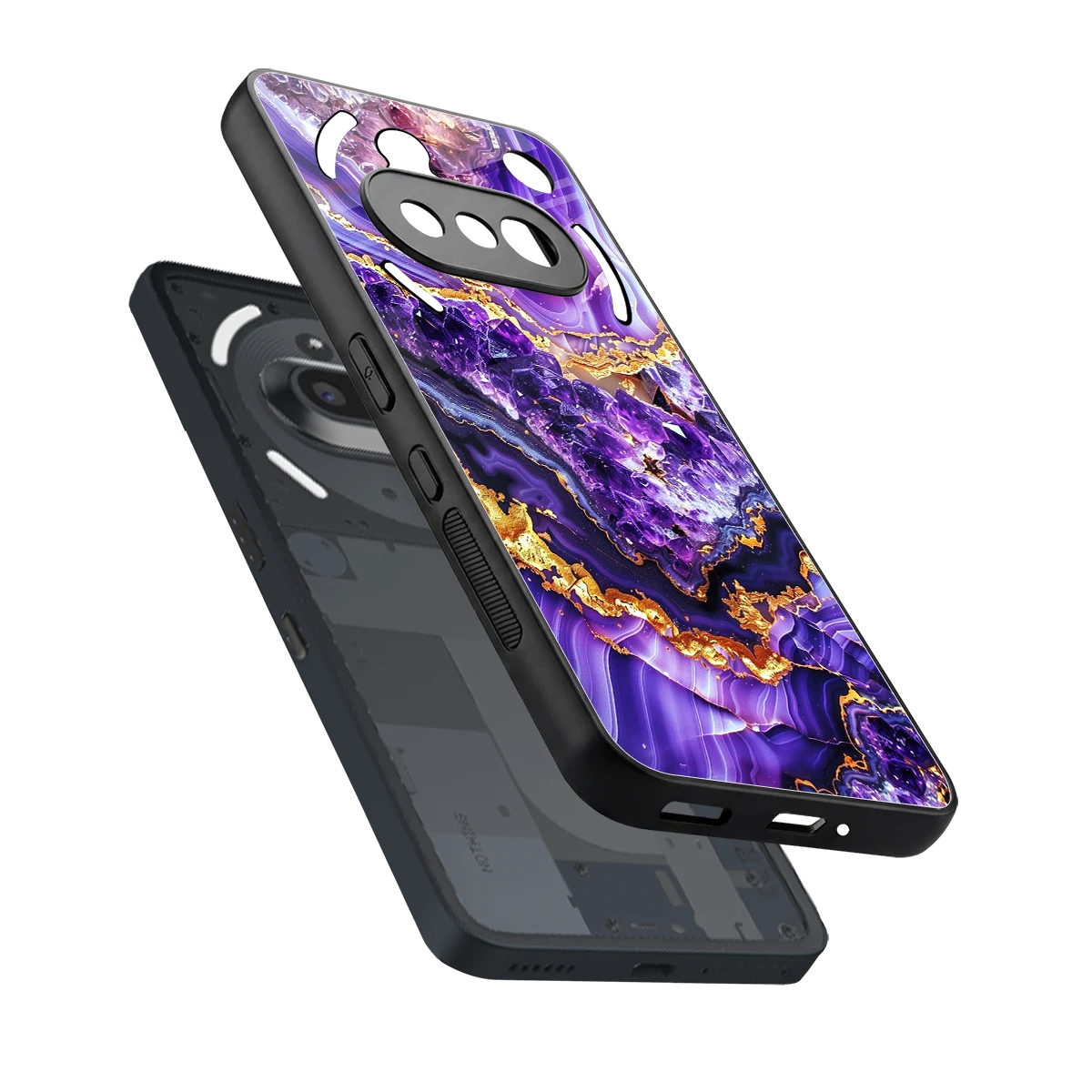 Purple Majesty sleek nothing phone 3a cover with tempered glass back and TPU edges