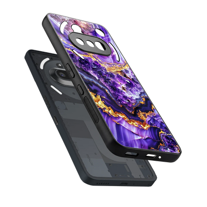 Purple Majesty sleek nothing phone 3a cover with tempered glass back and TPU edges