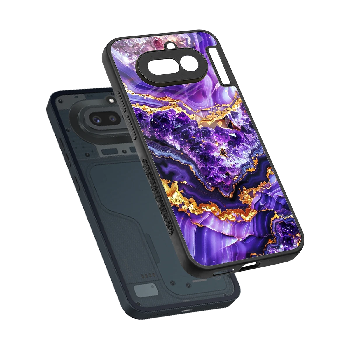 Purple Majesty sleek nothing phone 4a cover with tempered glass back and TPU edges