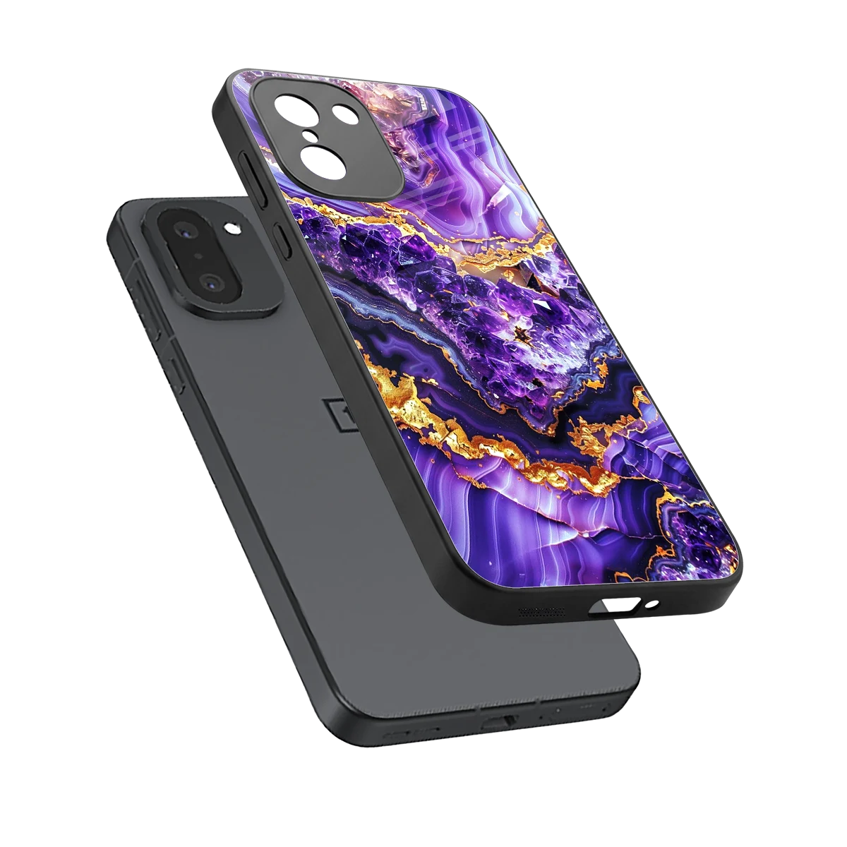 Purple Majesty sleek oneplus 15r cover with tempered glass back and TPU edges