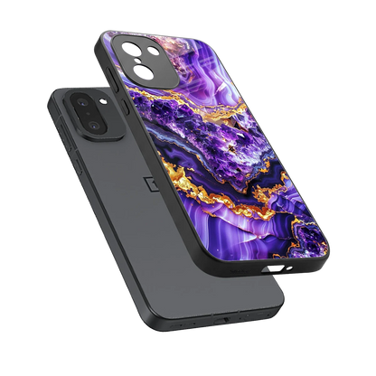 Purple Majesty sleek oneplus 15r cover with tempered glass back and TPU edges