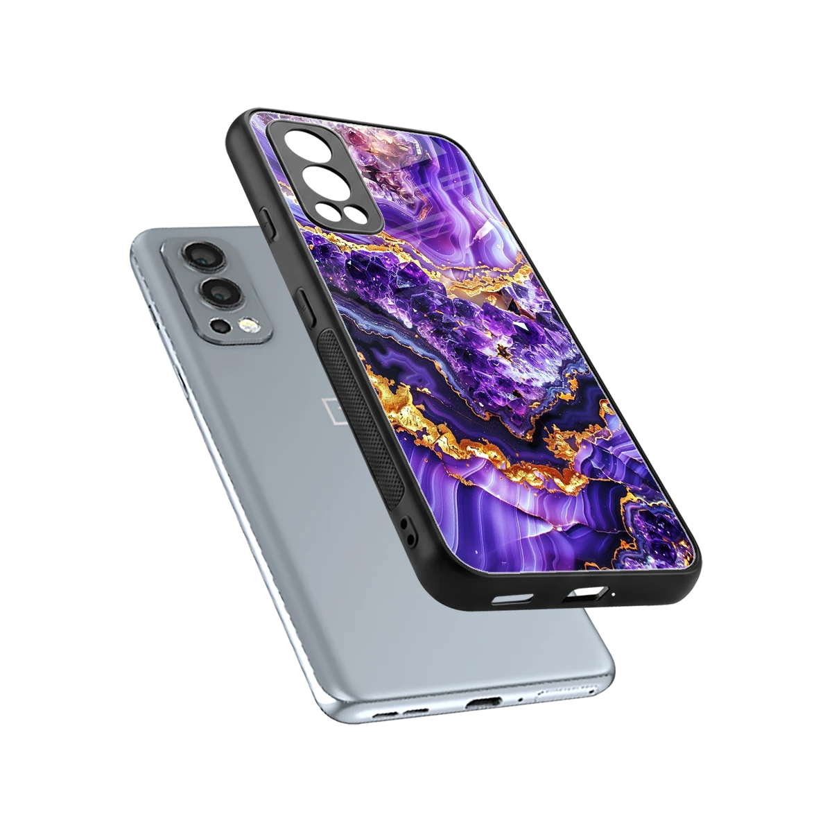 Purple Majesty sleek oneplus nord 2 cover with tempered glass back and TPU edges
