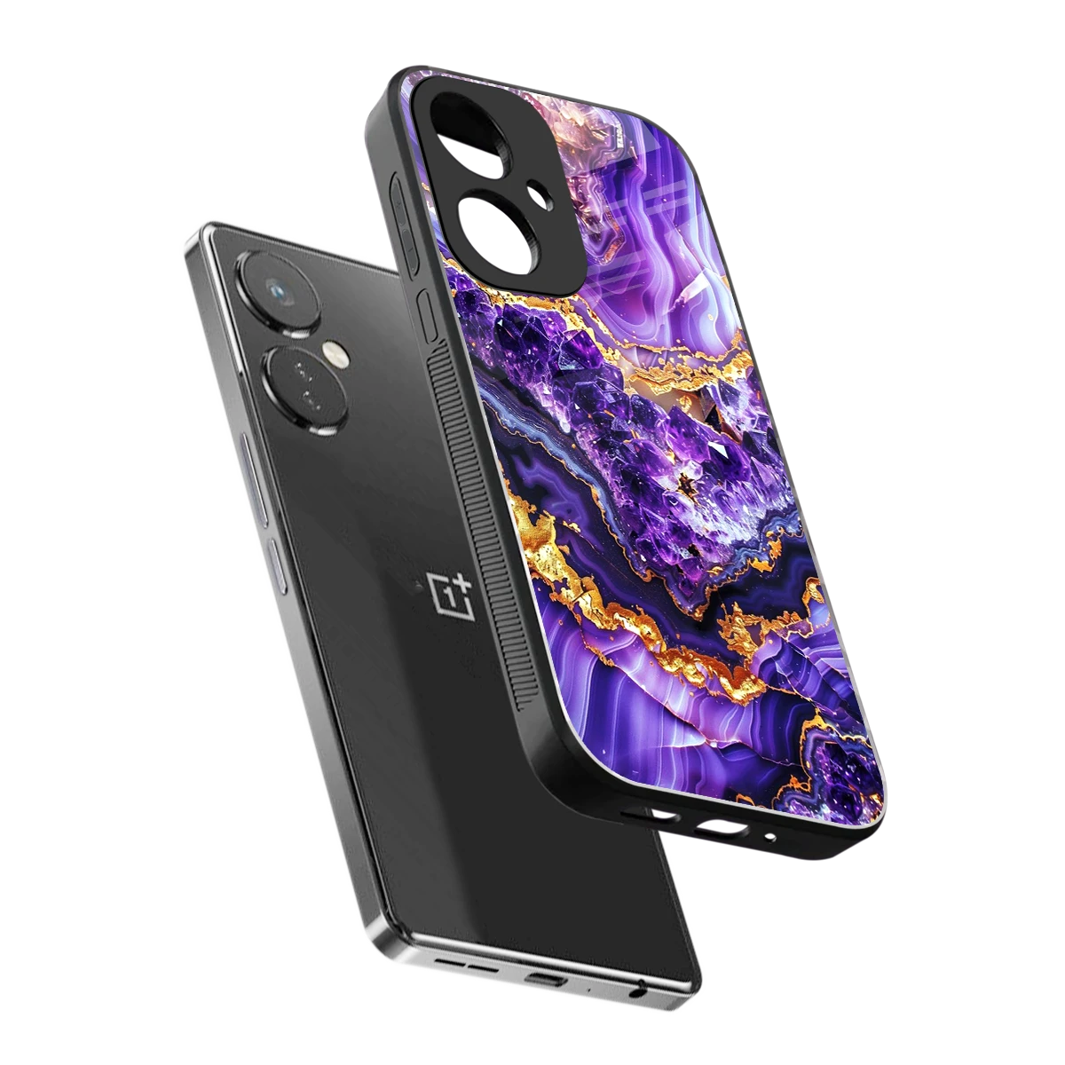 Purple Majesty sleek oneplus nord ce 3 cover with tempered glass back and TPU edges