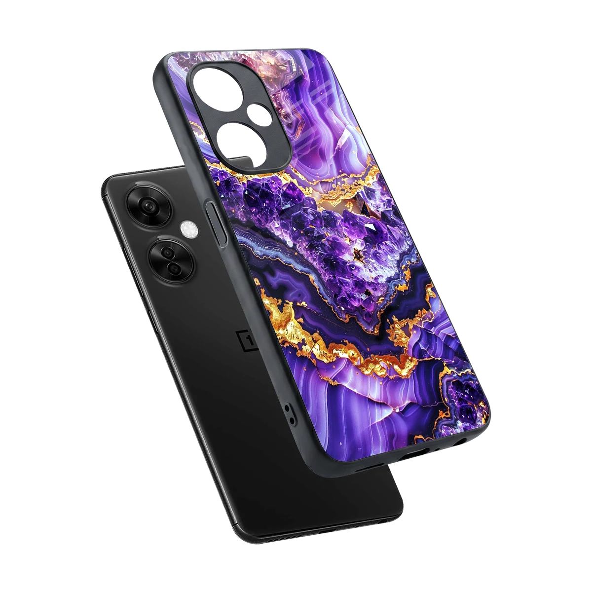 Purple Majesty sleek oneplus nord ce 3 lite cover with tempered glass back and TPU edges