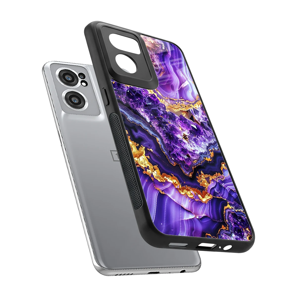 Purple Majesty sleek oneplus nord ce 2 cover with tempered glass back and TPU edges