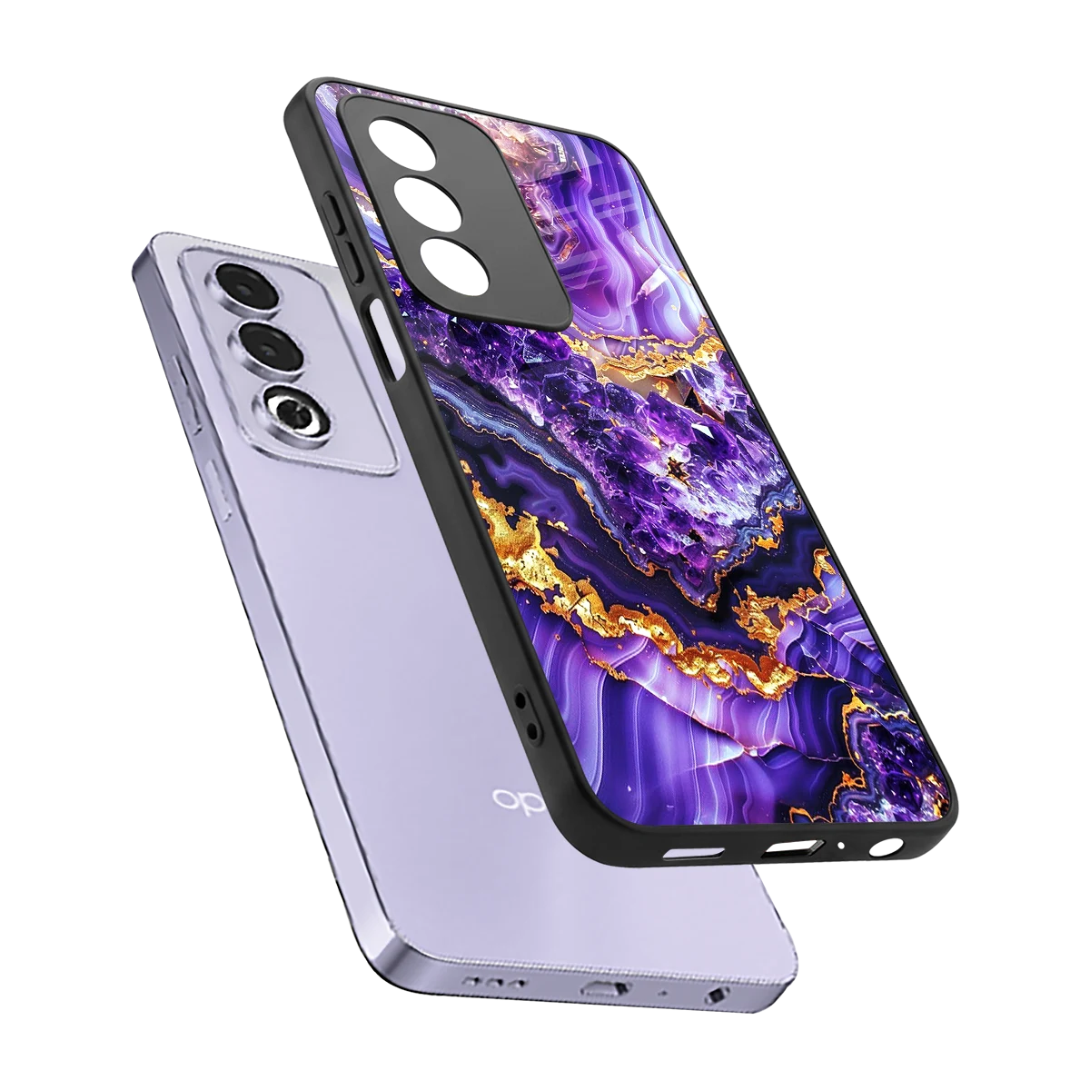 Purple Majesty sleek oppo a3 pro cover with tempered glass back and TPU edges