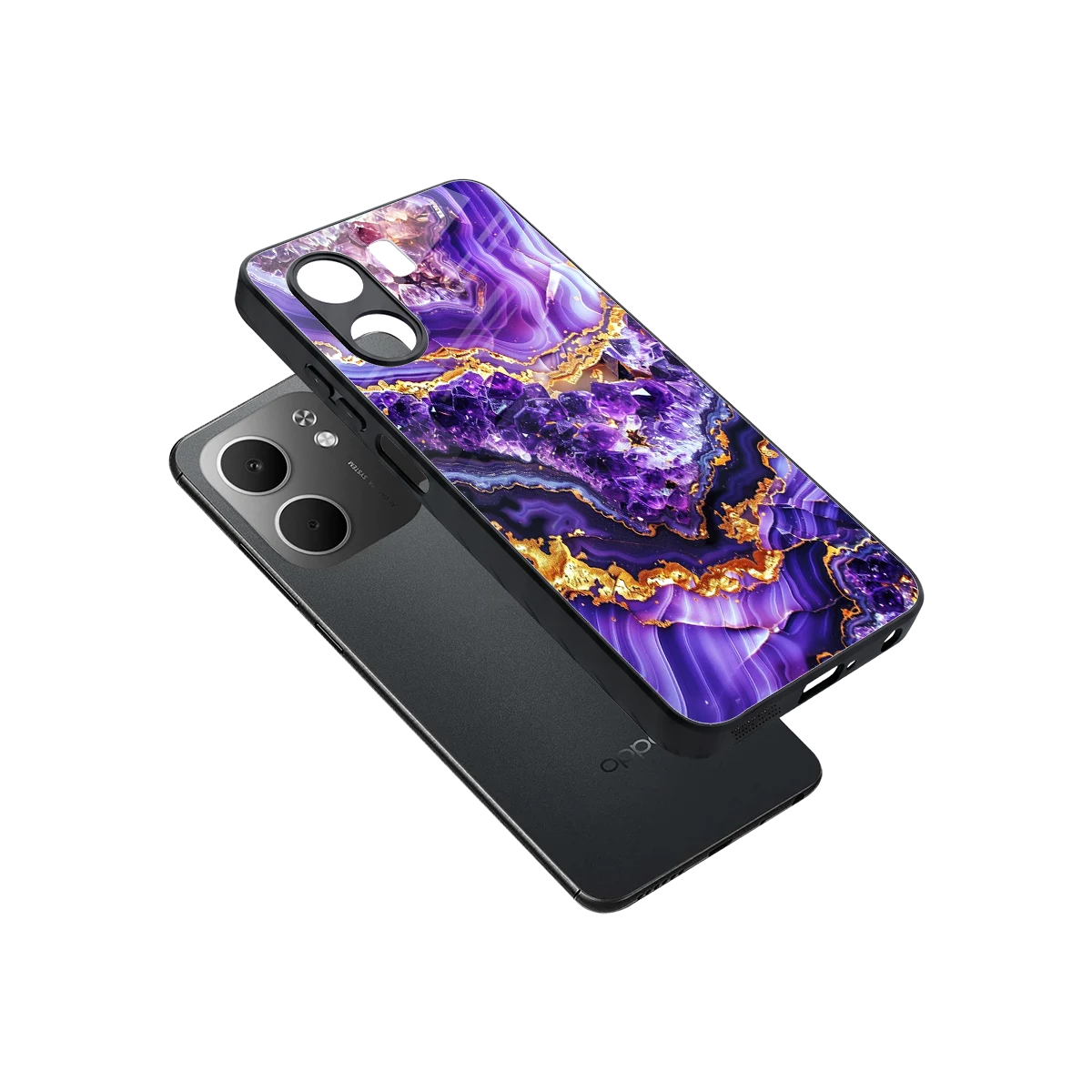 Purple Majesty sleek oppo a5x 5g cover with tempered glass back and TPU edges