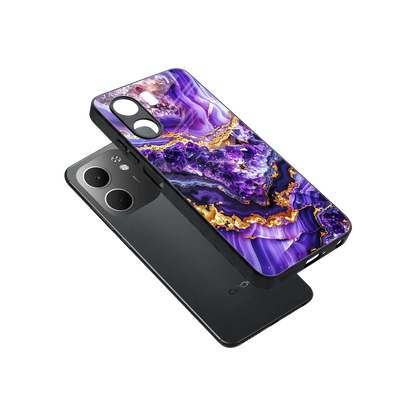 Purple Majesty sleek oppo a5x 5g cover with tempered glass back and TPU edges