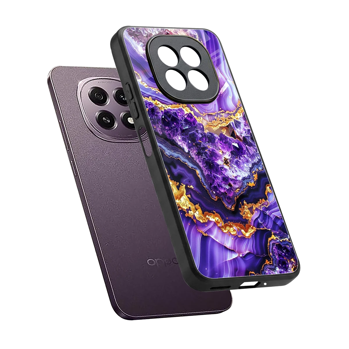 Purple Majesty sleek oppo f29 5g cover with tempered glass back and TPU edges