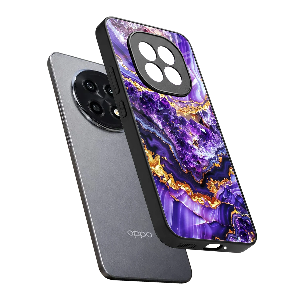Purple Majesty sleek oppo f29 pro 5g cover with tempered glass back and TPU edges