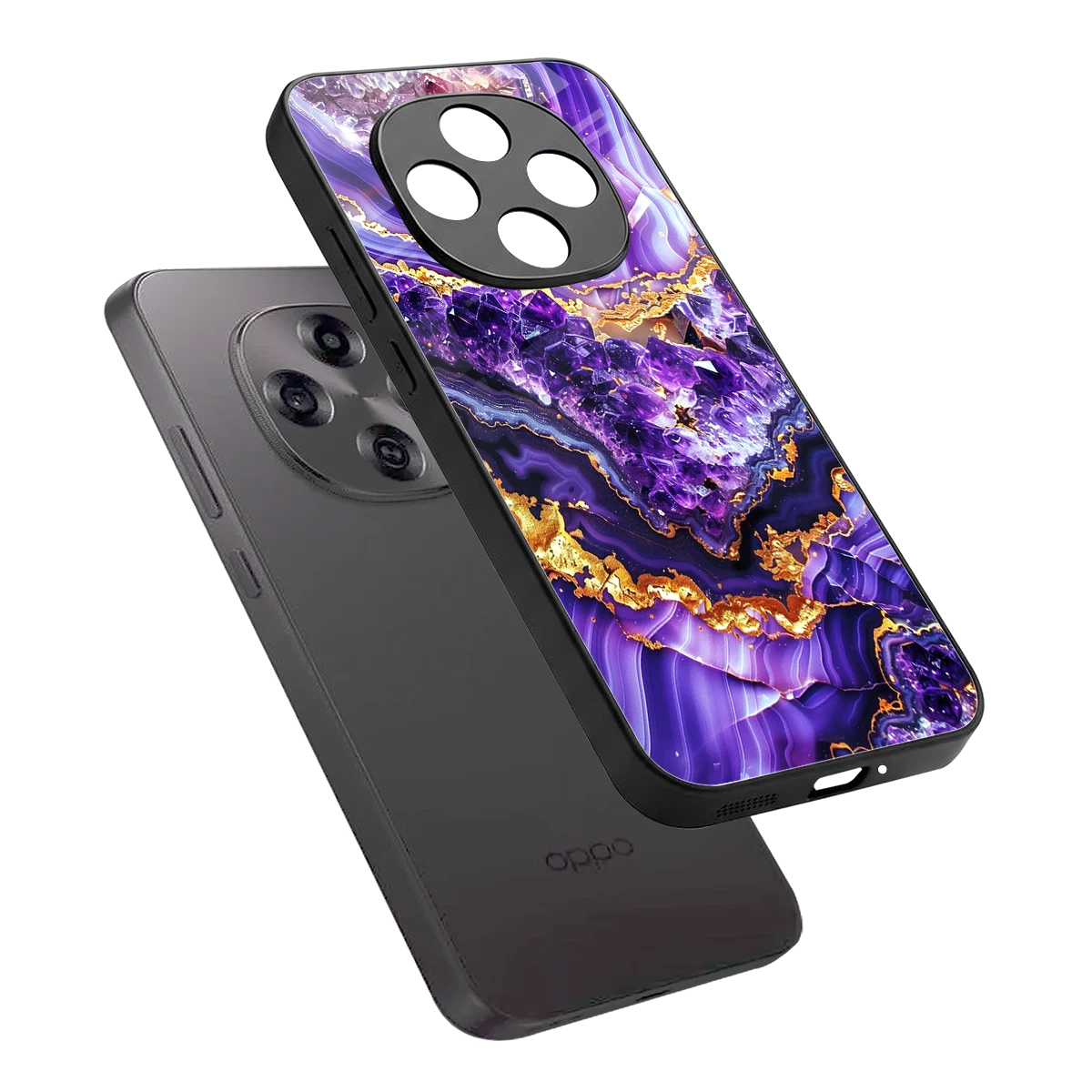 Purple Majesty sleek oppo f31 pro 5g cover with tempered glass back and TPU edges