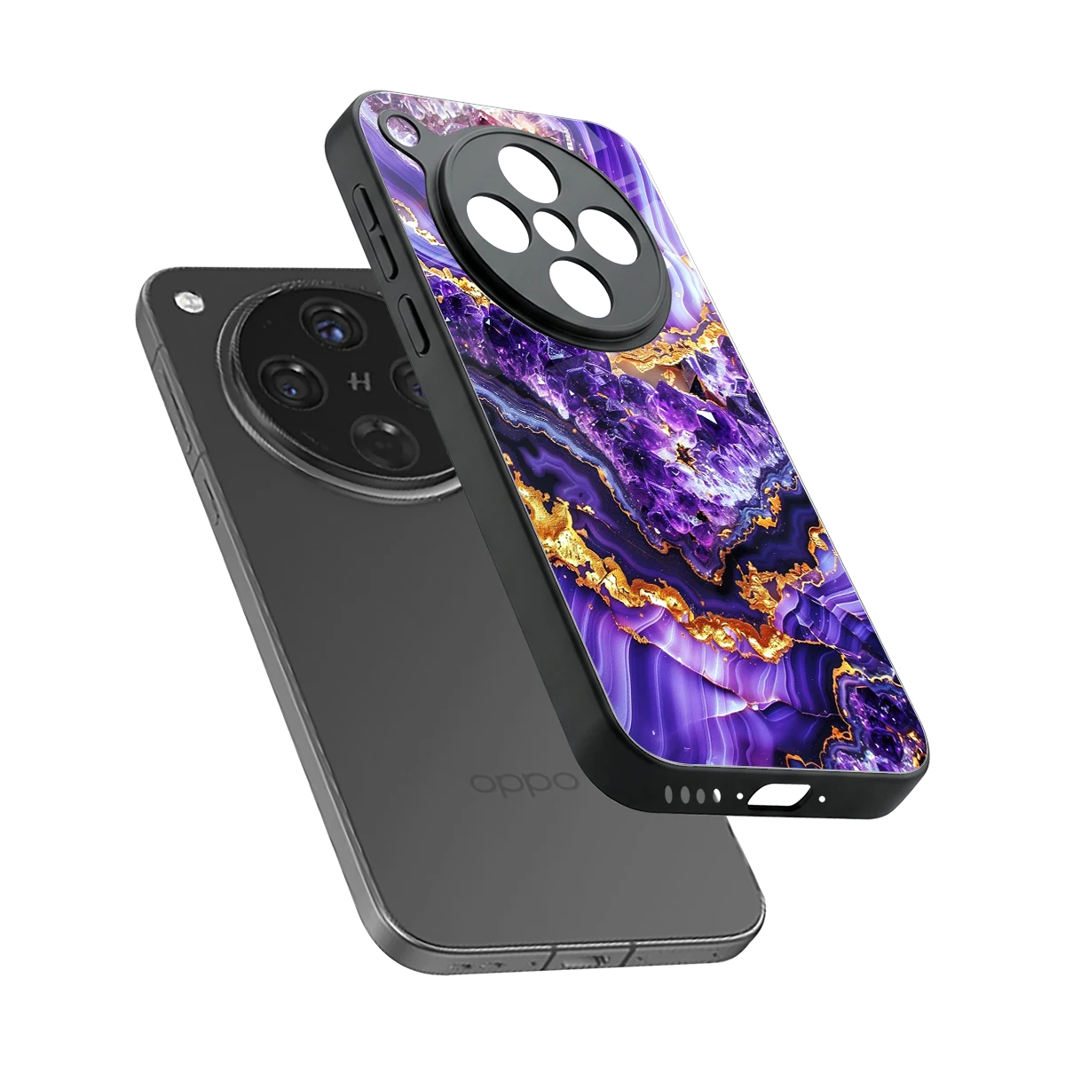 Purple Majesty sleek oppo find x8 cover with tempered glass back and TPU edges