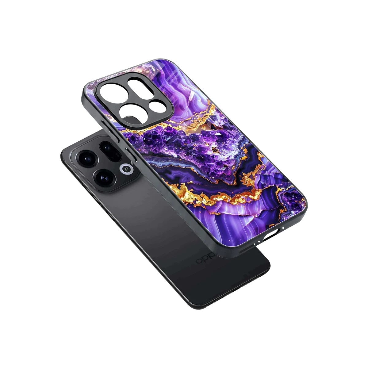Purple Majesty sleek oppo find x9 cover with tempered glass back and TPU edges