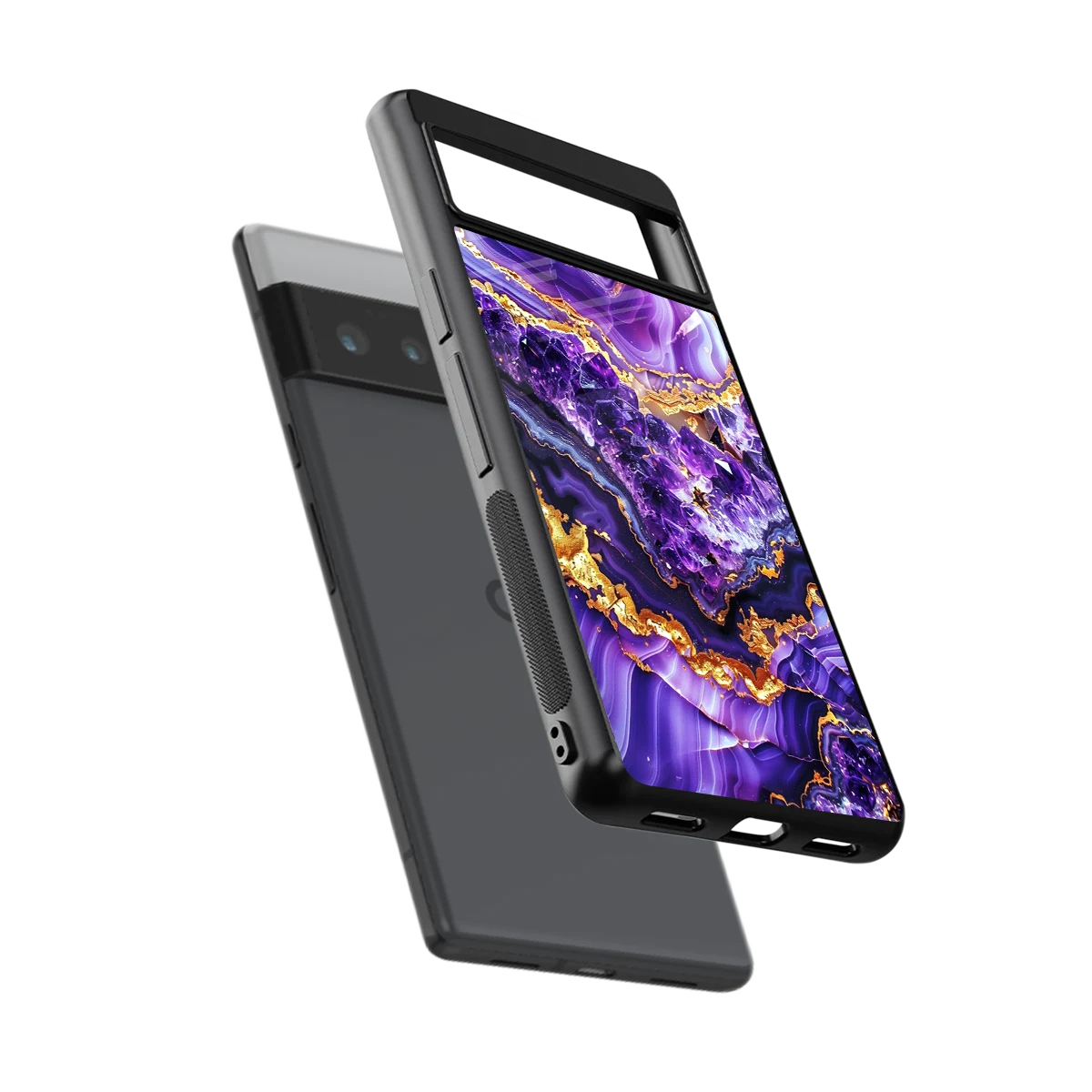 Purple Majesty sleek google pixel 6 pro cover with tempered glass back and TPU edges