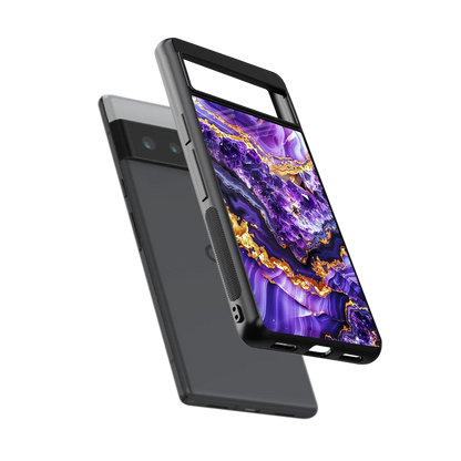 Purple Majesty sleek google pixel 6 pro cover with tempered glass back and TPU edges