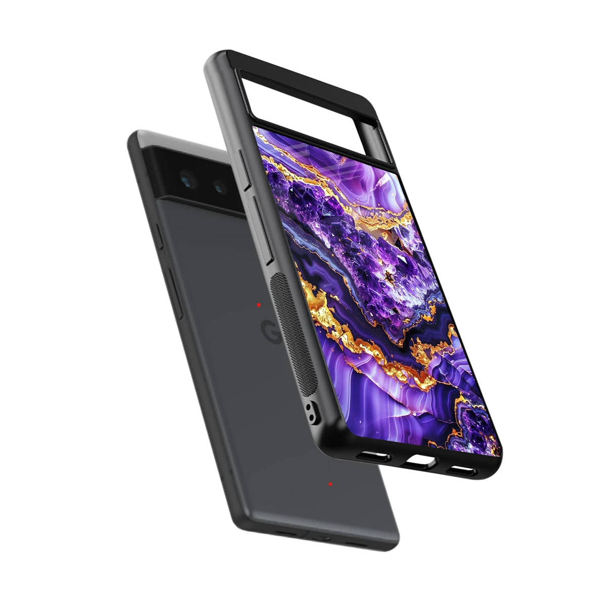 Purple Majesty sleek google pixel 6a cover with tempered glass back and TPU edges