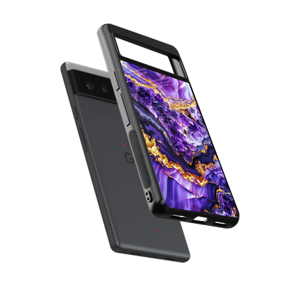 Purple Majesty sleek google pixel 6a cover with tempered glass back and TPU edges