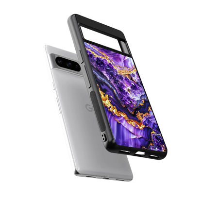 Purple Majesty sleek google pixel 8 pro cover with tempered glass back and TPU edges