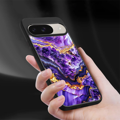 Purple Majesty sleek google pixel 9 cover with tempered glass back and TPU edges