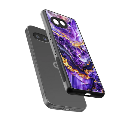 Purple Majesty sleek google pixel 10a cover with tempered glass back and TPU edges