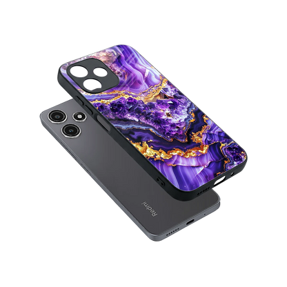 Purple Majesty sleek redmi 12 5g cover with tempered glass back and TPU edges