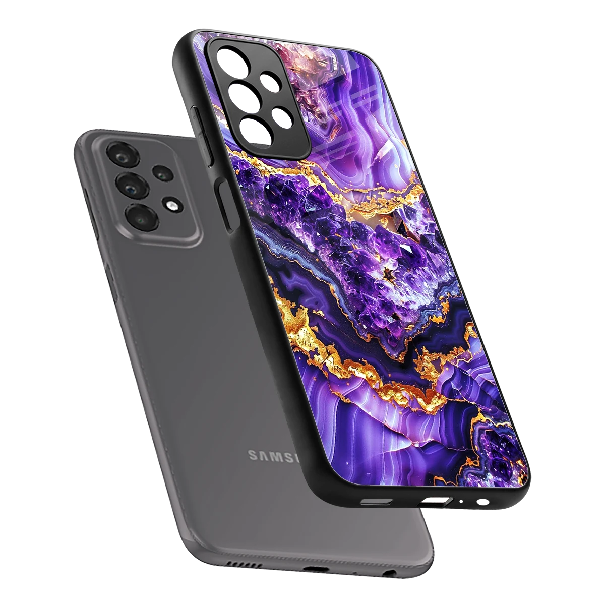 Purple Majesty sleek samsung galaxy a23 cover with tempered glass back and TPU edges