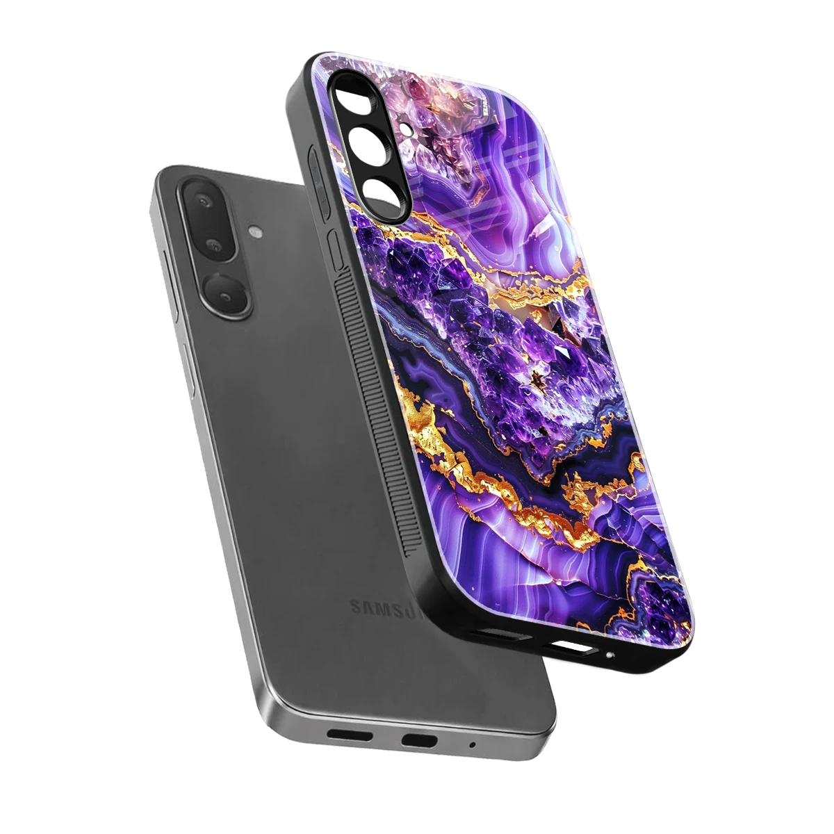 Purple Majesty sleek samsung galaxy m16 5g cover with tempered glass back and TPU edges