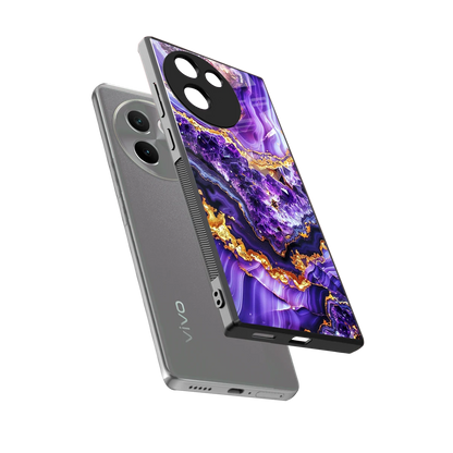 Purple Majesty sleek vivo v30e cover with tempered glass back and TPU edges