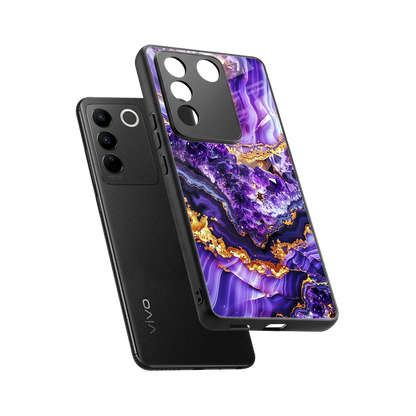 Purple Majesty sleek vivo v27 5g cover with tempered glass back and TPU edges