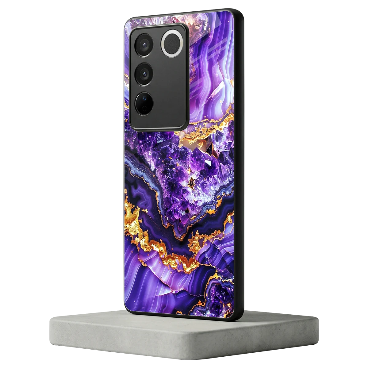 Purple Majesty vivo v27 5g mobile cover | shockproof glass phone case