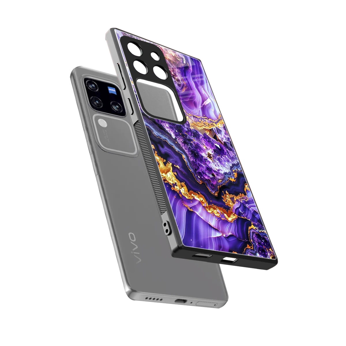 Purple Majesty sleekvivo v30 pro cover with tempered glass back and TPU edges