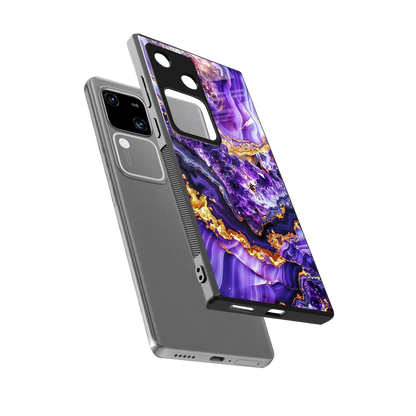 Purple Majesty sleek vivo v30 cover with tempered glass back and TPU edges