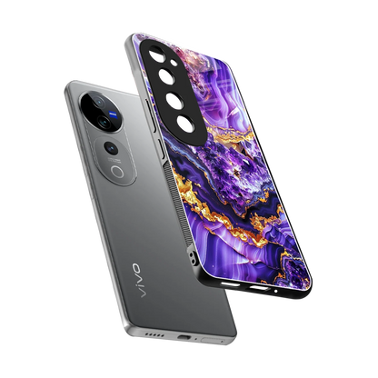 Purple Majesty sleek vivo v40 pro cover with tempered glass back and TPU edges