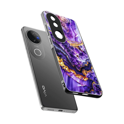 Purple Majesty sleek vivo v50 cover with tempered glass back and TPU edges