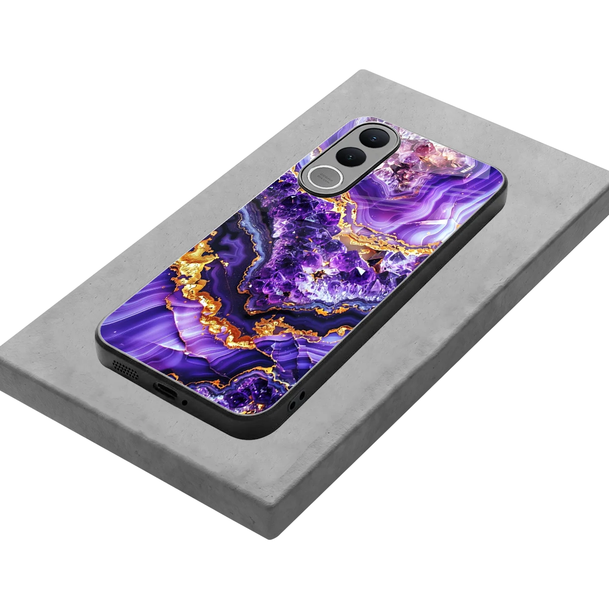 Purple Majesty stylish phone case for vivo v70 fe | glossy glass and slim fit