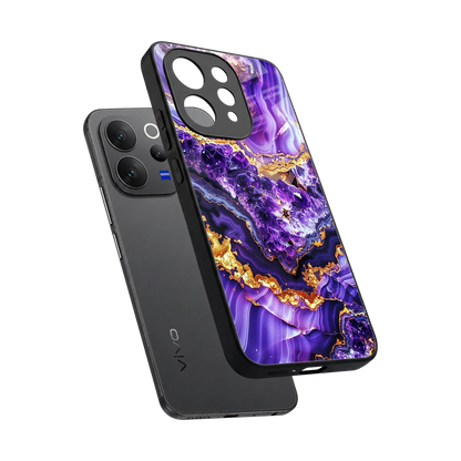 Purple Majesty sleek vivo v70 cover with tempered glass back and TPU edges