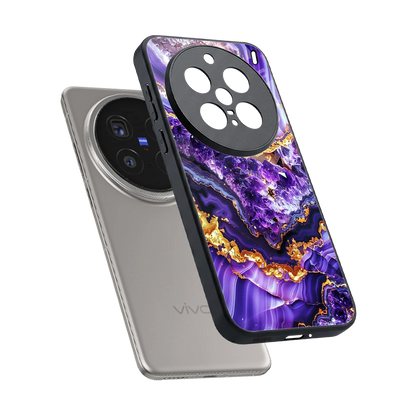 Purple Majesty sleek vivo x200 pro cover with tempered glass back and TPU edges