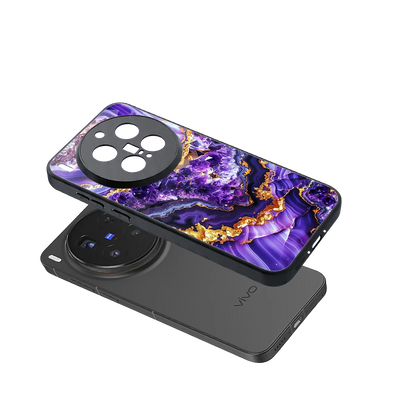 Purple Majesty sleek vivo x300 pro cover with tempered glass back and TPU edges