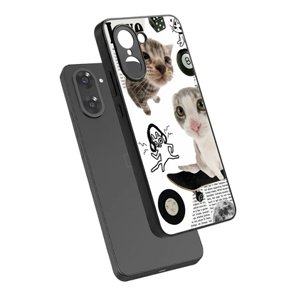 Purrfect Patchwork sleek oneplus nord ce5 5g cover with tempered glass back and TPU edges
