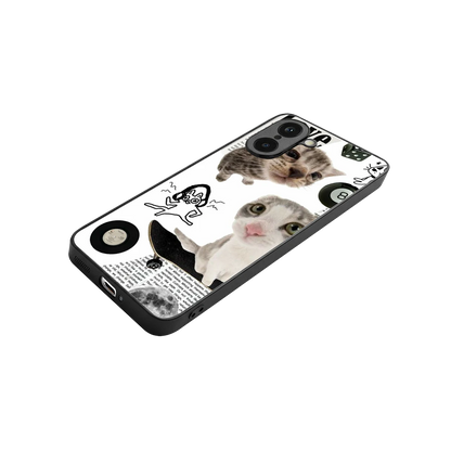 Purrfect Patchwork stylish phone case for oneplus nord ce5 5g | glossy glass and slim fit