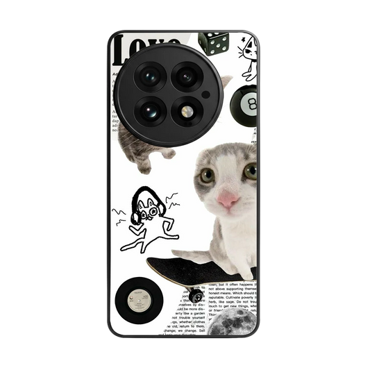 Purrfect Patchwork back phone cover | glass case for oneplus 13